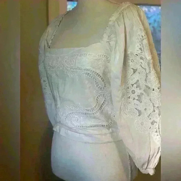 Elie Tahari Whimsical Lace Top 100% Cotton Size Small - Picture 5 of 12